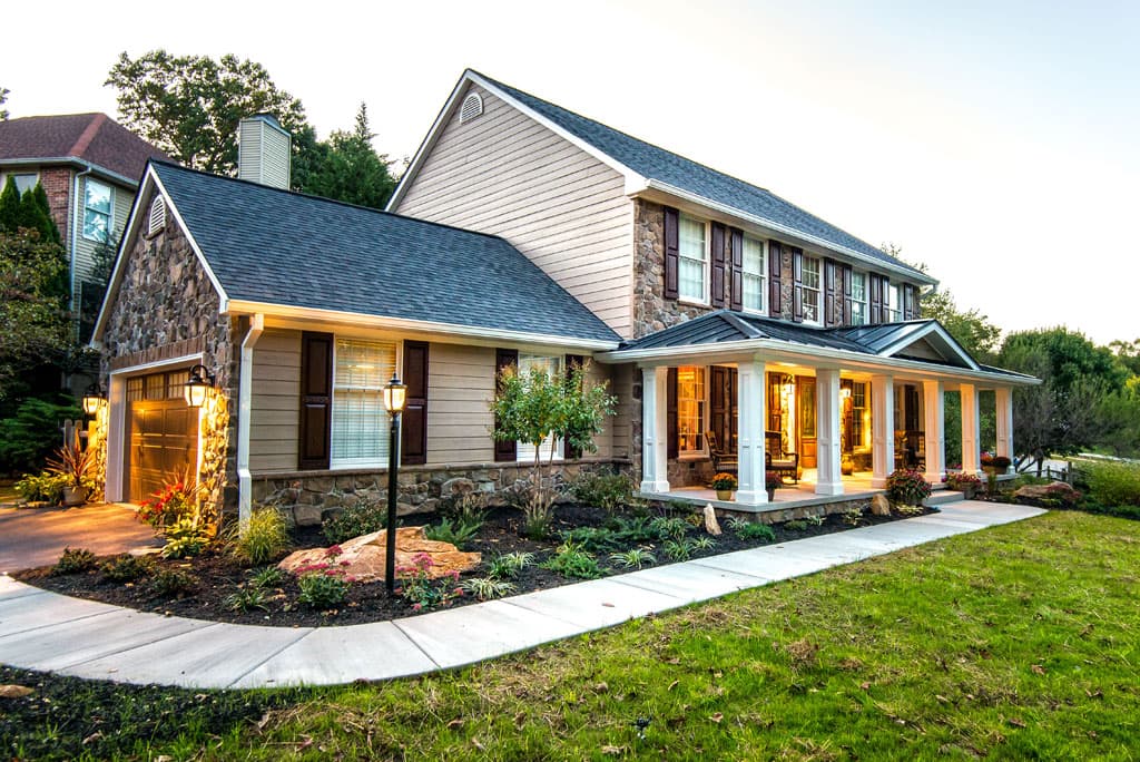 Completed exterior home renovation with refined finishes